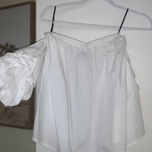 White Off Shoulder Puff Sleeve Top